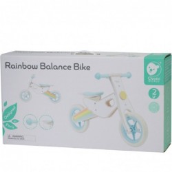 CLASSIC WORLD Wooden Balance Bike for Children Quiet Wheels Rainbow