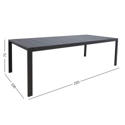 Table TOMSON 220x100xH75cm, dark grey