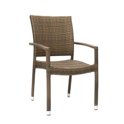 Chair WICKER-3 with armrests, cappuccino