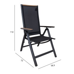 Садовый стул PRIME складной 59,5x80xH110см, черный