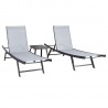Set ARIO side table and 2 deck chairs grey