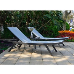 Садовая мебель ARIO cтолик вспомогательный и 2 шезлонга, стальная рама, цвет  серый
