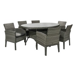 Aiamööbli komplekt GENEVA laud ja 6 tooli (11869), 180x120xH73cm, alumiiniumraam plastikpunutisega, värvus  hall