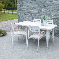 Garden furniture set WALES table, 4 chairs, white