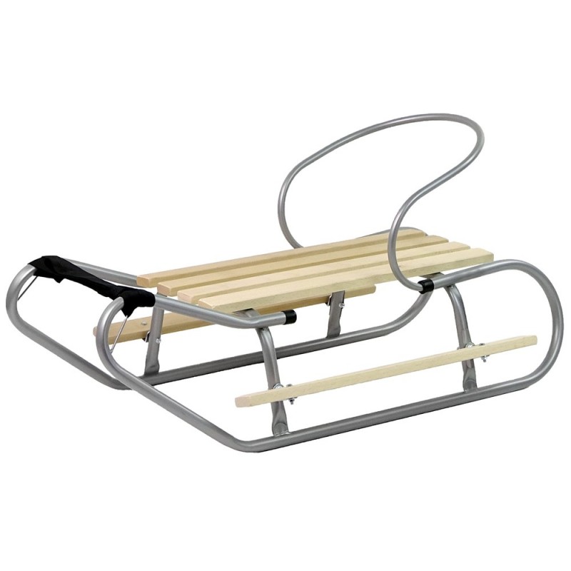 Metal Sled with backrest Strap Silver