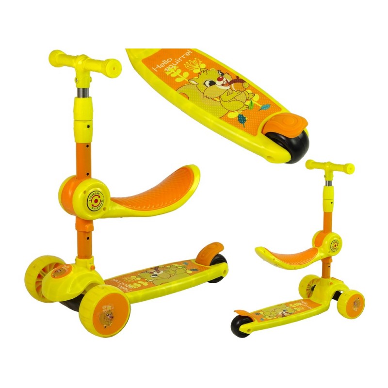 Three-wheeled Balancing Scooter Saddle Yellow Music Diodes Squirrel