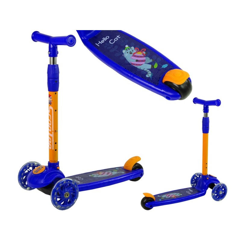 Tricycle Balance Scooter Luminous Wheels Navy Blue Cat