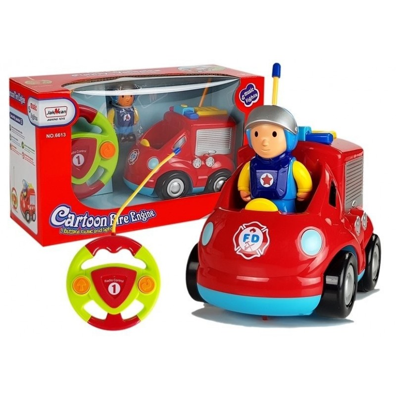 Baby R/C Fire Truck with Remote Control Steering Wheel Red