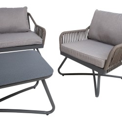 Комплект садовой мебели ANDROS стол, диван и 2 кресла, серый   серо-коричневый