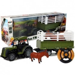 Green Tractor with Trailer Horse Figure Remote Control 2.4G