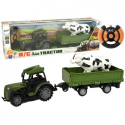 Green Tractor with Low Trailer Horse Figure Remote Control 2.4G