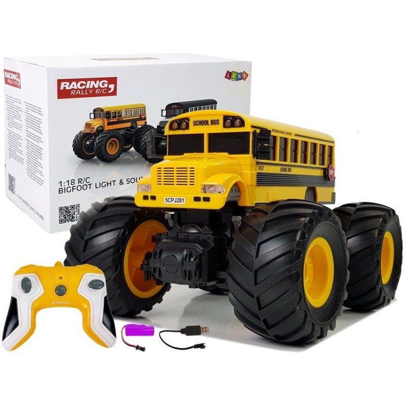 School Bus Big Wheels Remote Controlled 2.4G Sound Yellow