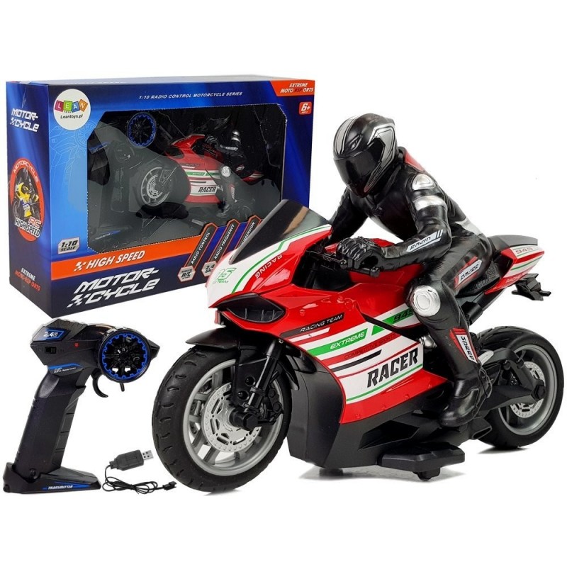 Sports Motorcycle 2.4G Remote Controlled Racer Range 35m Red