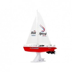 Remote Controlled Sailboat 50 cm Remote Controlled Rudder 27 Mhz 15 km/h Red