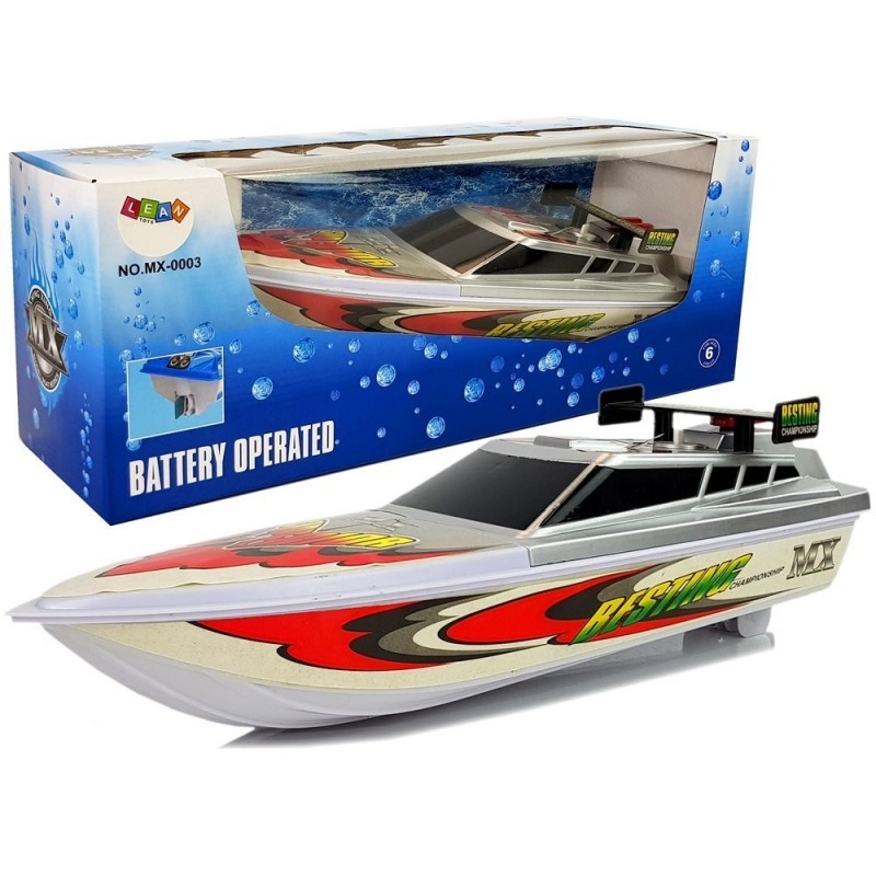 Silver Battery Boat with Stickers 4 Directions 40 cm