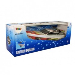 Silver Battery Boat with Stickers 4 Directions 40 cm