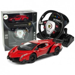 Remote Controlled Lamborghini Veneno Red 2.4 G Pilot Steering Wheel Sound Lights