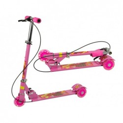 Three-wheeled Scooter Luminous LED Wheels Pink with Handbrake
