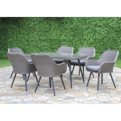 Садовый стул RETRO с подушкой 63x63xH86см, рама  алюминий с плетением из пластика, цвет  темно-серый
