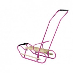 Metal Sled with Push Bar Backrest Strap Pink