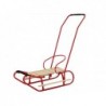 Metal Sled with Push Bar Backrest Strap Red