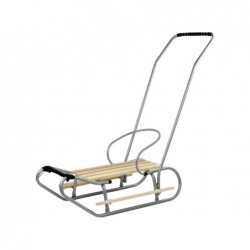 Metal Sled with Push Bar Backrest Silver