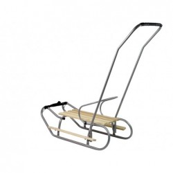 Metal Sled with Push Bar Backrest Silver