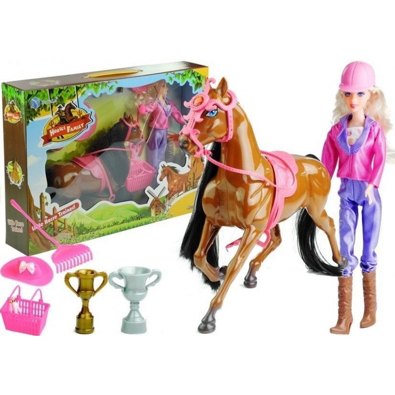 Doll and the Horse in the Barn Set + Accessories Brown