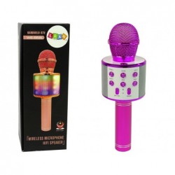 Wireless Microphone USB Speaker Karaoke Recording Model WS-858 Pink