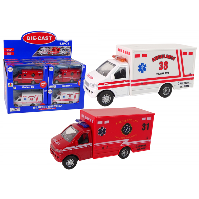 Ambulance Rescue Vehicle Friction Drive 2 Colours