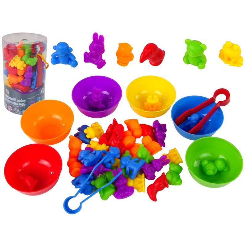Colour Sorting Toy Animals Teddy Bear Frog 36 Pieces