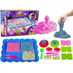 Magic Kinetic Sand + accessories for creating desserts  3 colours of sand