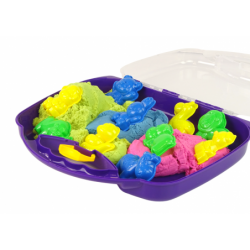 Magic Kinetic Sand in a suitcase + animal moulds 1 Kilogram of sand in 3 pastel colours