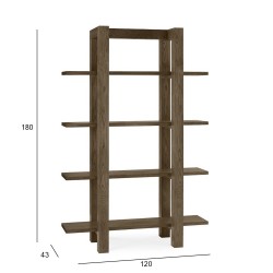 Полка TURIN 43x120xH180см, материал  дуб, цвет  дымчатый дуб, обработка  промасленный