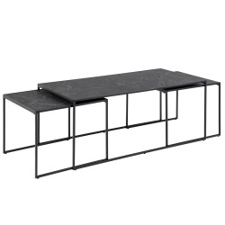 Coffee tables 3pcs INFINITY, 120x60xH48cm, black marble