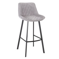 Барный стул NAOMI 43x50,5xH75   100см, серая ткань, черные металлические ножки