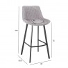 Барный стул NAOMI 43x50,5xH75   100см, серая ткань, черные металлические ножки