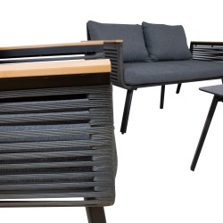 Komplekt MALAGA laud, diivan ja 2 tooli, must