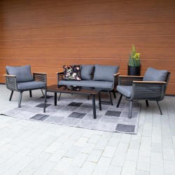 Комплект садовой мебели MALAGA стол, диван и 2 стула, черный