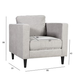 Кресло SPENCER 81x86xH86см, материал покрытия  бархатный ткань, цвет  светло-серый