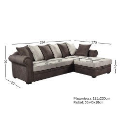 Corner sofa bed LUCREZIA RC brown