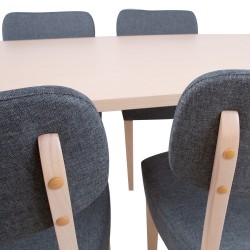 Обеденный комплект ADORA стол и 6 стульев, светлый бук